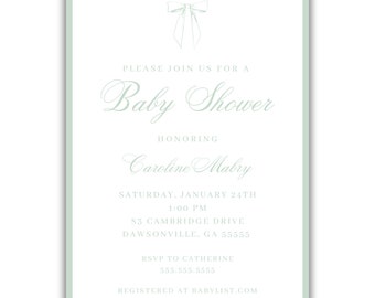 Vintage Bow Baby Shower Invitation