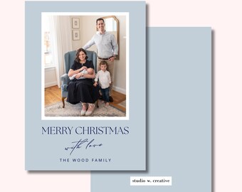Powder Blue and Navy Christmas Card