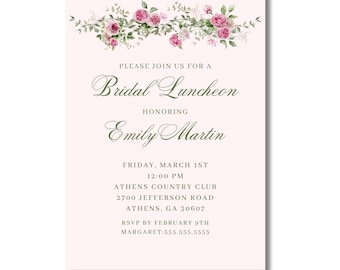 Rose Garland Bridal Shower Invitation