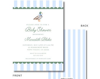 Scallop Stripe Mallard Baby Shower Invitation