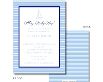 Nantucket Sailboat Baby Shower Invitation