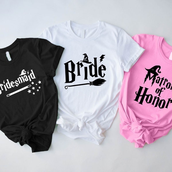 Set of Wizard Themed Bachelorette Party Shirt, Wizard Bachelorette Party Tees, Wizard Wedding Party, Witch Bride Shirts, Bridal Shower Gift