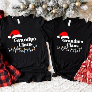 Grandma Claus T-shirt, Grandpa Claus Outfit, Christmas Family Shirt, Grandparents Christmas Holiday Tee, Christmas Gift For Grandparents.