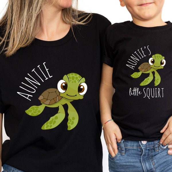 Auntie & Auntie's Little Squirt Matching Shirts, Niece Nephew Gift, I Love My Aunt T-Shirt, Funny Turtle Matching shirts, Cute New Aunt Gift