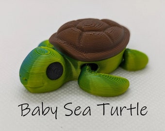 Baby Sea Turtle Keychain, Sensory Toy, 3D Printed Gift for Animal Lovers