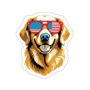 Sticker patriotique Golden Retriever, sticker chien, cadeau d'amant de Golden Retriever, sticker d'amant de Golden Retriever, cadeau du 4 juillet