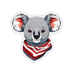Patriotic Koala Sticker, Animal Sticker, Koala Lover Gift, Koala Lover Sticker, Independence Day Decor, 4th of July Gift, Summer Sticker