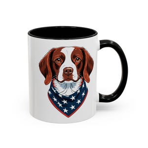 Patriotic Brittany Spaniel Dog Mug, Gift for Brittany Spaniel Lover, Gift for Coffee Lover, Animal Drinkware, 4th of July Decor, USA Gift