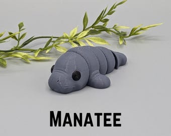 Manatee Flexi Fidget Key Chain, Sensory Toy, 3D Printed Gift, Keychain Accessory, Manatee Gift, Manatee Decor, Gift for Manatee Lover