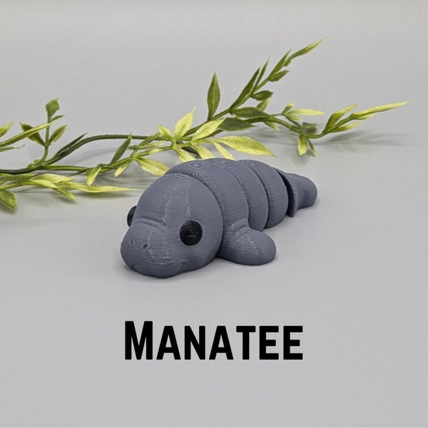 Manatee Flexi Fidget Key Chain, Sensory Toy, 3D Printed Gift, Keychain Accessory, Manatee Gift, Manatee Decor, Gift for Manatee Lover