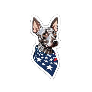 Sticker patriotique Terrier chauve américain, sticker chien, cadeau pour amateur de terrier chauve américain, décoration 4 juillet, cadeau pour propriétaire de chien