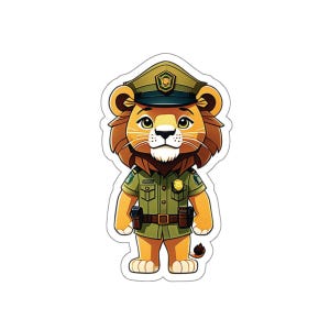 Park Ranger Lion Sticker, Animal Sticker, Park Ranger Gift, Lion Decal, Jungle Cat Sticker, Park Souvenir Decal, Water Bottle Sticker