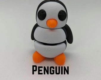 Penguin Flexi Fidget Key Chain, Sensory Toy, 3D Printed Gift, Keychain Accessory, Penguin Decor, Penguin Lover Gift, Penguin Toy, 3D Penguin