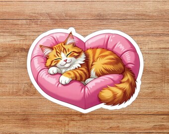 Sleepy Cat Sticker, Animal Sticker, Cat Gift, Animal Lover Decal, Animal Decal, Scrapbook Sticker, Soft Kitty Sticker, Water Bottle Sticker