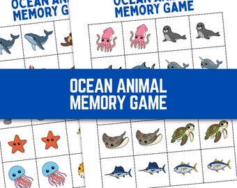 Ocean Animals Memory Matching Game | Preschool Printable | Quiet Time Activity  |  Digital Download