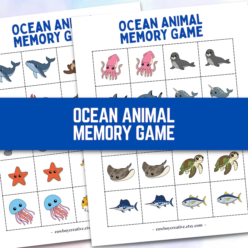 Ocean Animals Memory Matching Game | Preschool Printable | Quiet Time ...