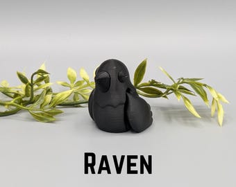 Raven Flexi Fidget Key Chain, Sensory Toy, 3D Printed Gift, Keychain Accessory, Raven Decor, Fall Decor, Halloween Gift, Black Bird 3D Toy