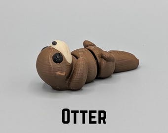 Otter Flexi Fidget Key Chain, Sensory Toy, 3D Printed Gift, Keychain Accessory, Otter Keychain, Otter Lover Gift, Otter Gift, Otter Toy