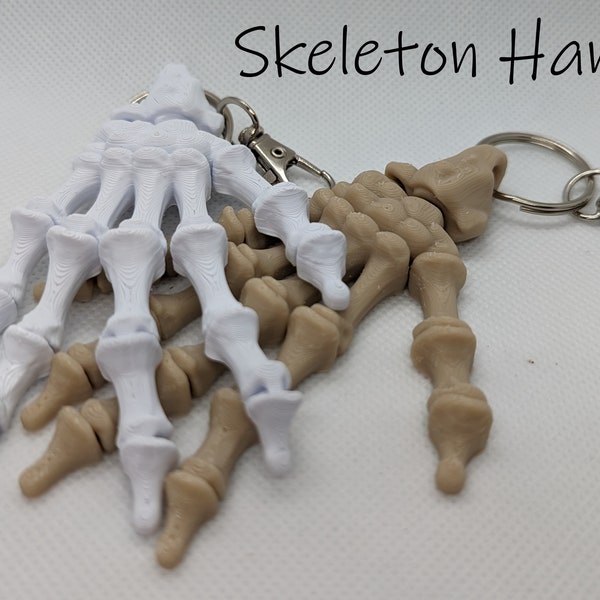 Skeleton Hand Bone Flexi Fidget Key Chain, Sensory Toy, 3D Printed Gift