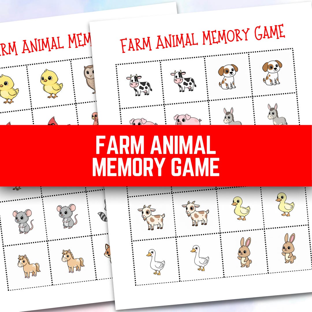 Farm Animal Memory Matching Game | Preschool Printable | Quiet Time ...