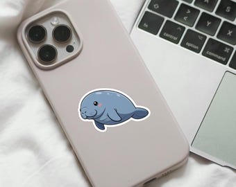 Manatee Sticker, Animal Sticker, Manatee Gift, Sea Cow Decal, Scrapbook Sticker, Florida Souvenir, Water Bottle Sticker, Florida Sticker