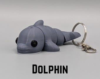 Dolphin Flexi Fidget Key Chain, Sensory Toy, 3D Printed Gift, Keychain Accessory, Gift for Dolphin Lovers, Dolphin Keychain, Dolphin Gift