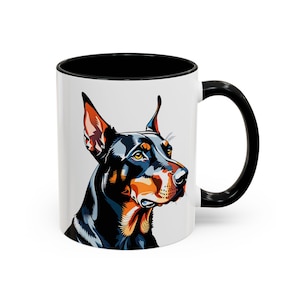 Dobermann Pinscher Tasse, Geschenk für Dobermann-Liebhaber, Geschenk für Kaffee-Liebhaber, Hunde-Themen-Trinkgeschirr, Tier-Dekor, Hundegeschenk, Dobie-Besitzer-Geschenk