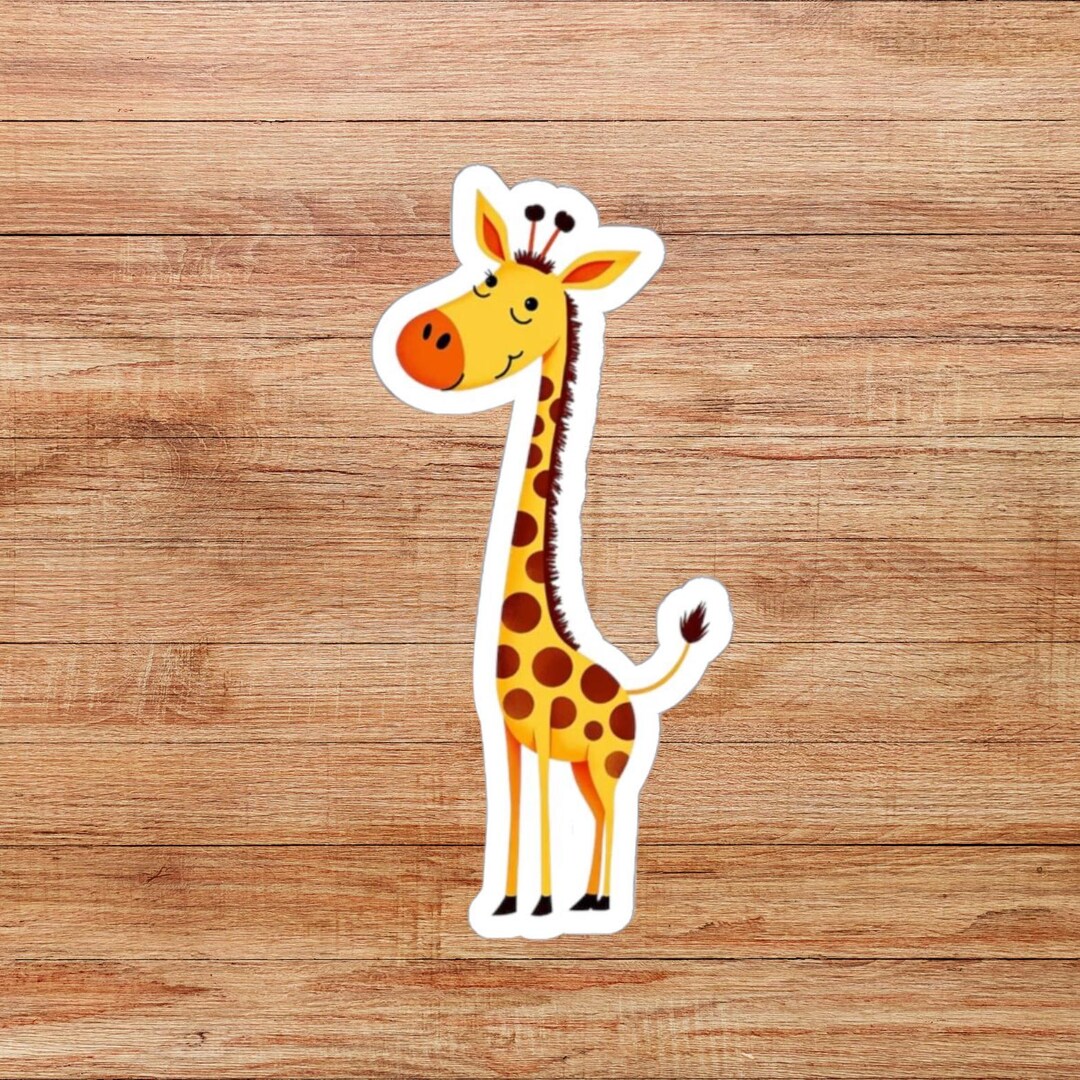 Retro Giraffe Die-cut Sticker, Giraffe Lover Sticker, Gift for Giraffe ...