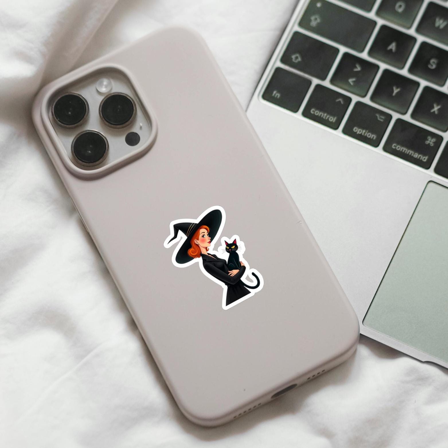Witch and Black Cat Die-cut Sticker, Halloween Sticker, Gift for Witch ...