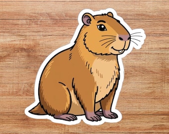Capybara Die-Cut Sticker, Capybara Lover Sticker, Animal Gift, Scrapbook Sticker, Water Bottle Sticker, Zoo Souvenir, Capybara Cartoon Decal