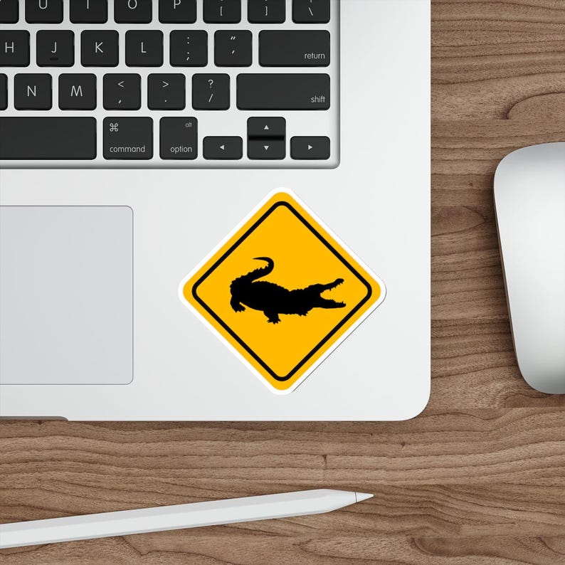 Alligator Crossing Die-Cut Sticker, Alligator Lover Sticker, Alligator Lover Gift, Sticker Accessory, Gator Sticker, Water Bottle Sticker image 7