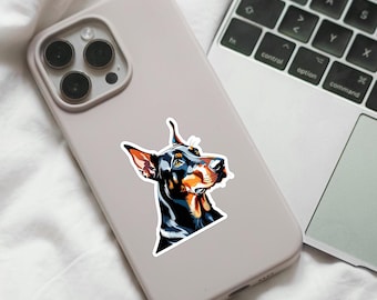 Doberman Pinscher Sticker, Dog Sticker, Gift for Doberman Lover, Dobie Dog Owner Gift, Gift Basket Item, Doberman Theme, Dog Gift Ideas