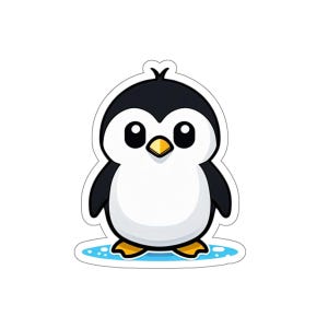 Naklejka wycinana Penguin, Naklejka Penguin, Prezent dla miłośnika pingwinów, Arktyczna naklejka prezent, Naklejka Animal, Naklejka Penguin