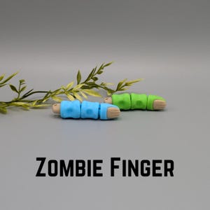 Zombie Finger, Flexi Fidget Key Chain, Sensory Toy, 3D Printed Gift, Keychain Accessory, Halloween Gift, Zombie Decor, Zombie Gift