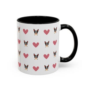Boston Terrier Love Coffee Mug, Gift for Boston Terrier Lover, Gift for Coffee Lover, Heart Boston Terrier Mug, Dog Mug, Dog Lover Gift
