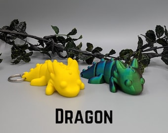 Dragon Flexi Fidget Key Chain, Sensory Toy, 3D Printed Gift, Keychain Accessory, Gift for Dragon Lovers, Dragon Keychain, Dragon Gift