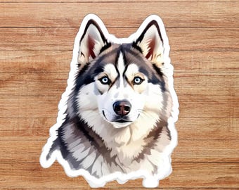 SIberian Husky Die-Cut Sticker, Dog Lover Sticker, Animal Gift, Scrapbook Sticker, Water Bottle Sticker, Zoo Souvenir, Cartoon Decal