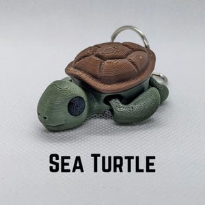 Sea Turtle Flexi Fidget Key Chain, Sensory Toy, 3D Printed Gift, Keychain Accessory, Gift for Sea Turtle Lovers, Turtle Decor, 3D Turtle Toy