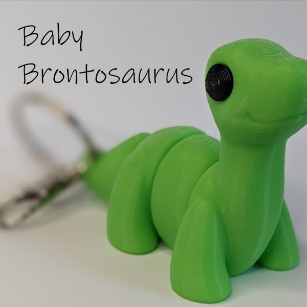 Baby Brontosaurus Flexi Fidget Key Chain, Sensory Toy, 3D Printed Gift for Dinosaur Lovers