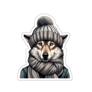 Winter Wolf Die-Cut Sticker, Wolf Lover Sticker, Wolf Lover Gift, Wolf Gift, Animal Lover Gift, Wolf Gift, Wintery Sticker, Wolf Sticker