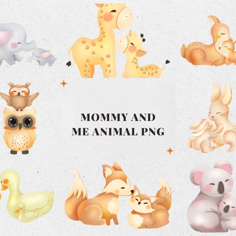 Animal Mom Baby Art Etsy Canada