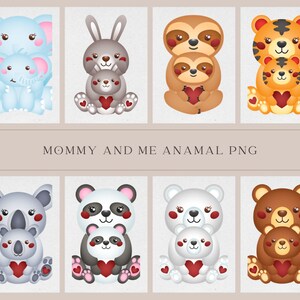 Cute animals PNG, Mommy and me animals, Mom and baby PNG, cartoon animals, baby blanket png, nursery room decoration, woodland animals