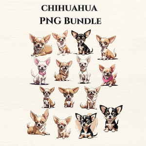 Cute Chihuahua Clipart Bundle | Adorable Chihuahua Cartoon PNG Bundle | Adorable Puppy Clipart Set | Dog Lover Png | Dog Png Bundle
