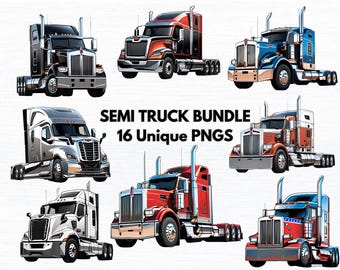 Semi Truck PNG Bundle | Vehicles Clipart Bundle | Car Lover Sublimation | Trucks Clipart Bundle | Pickup Truck Clipart