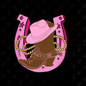 Western Horseshoe cowgirl boots png, Rope hat png, High quality sublimation design, Pink cowgirl hat , instant download png