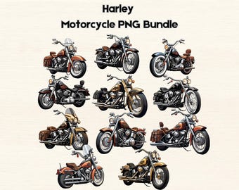 Motorcycle PNG Bundle | Motorcycle PNG Clipart | Classic Cruiser Designs | Motorcycle Enthusiast | 11 High Quality Motorcycle Designs