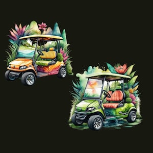 Aquarel golfkar PNG, golfen PNG, golfer png, golfbal png, png voor shirts, ontwerp png, golf clipart, png, transparante achtergrond
