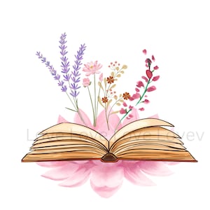 Floral book PNG, Floral Book png, Book png, Book with Flowers png, Reading png, Read, Flowers Growing Out of a Book, Pretty Book, Flowers,
