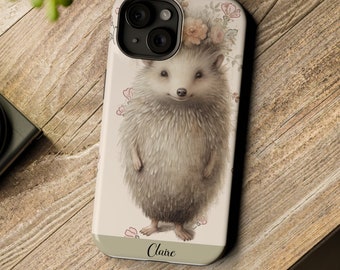 Watercolor Baby Hedgehog iPhone Case: Personalized Cottagecore MagSafe Case