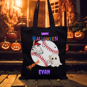 Gruselige Halloween Süßes oder Saures Tragetaschen, personalisiert, Baseball Thema, perfekt für Süßigkeiten sammeln!